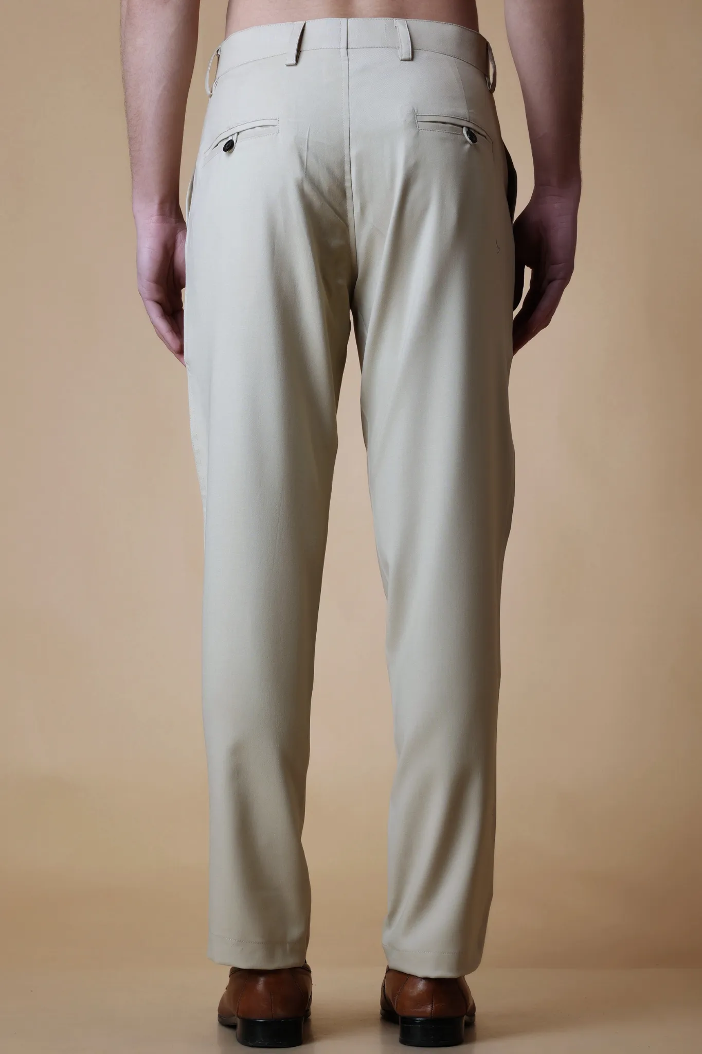 Earthy Taupe Solid Formal Trousers