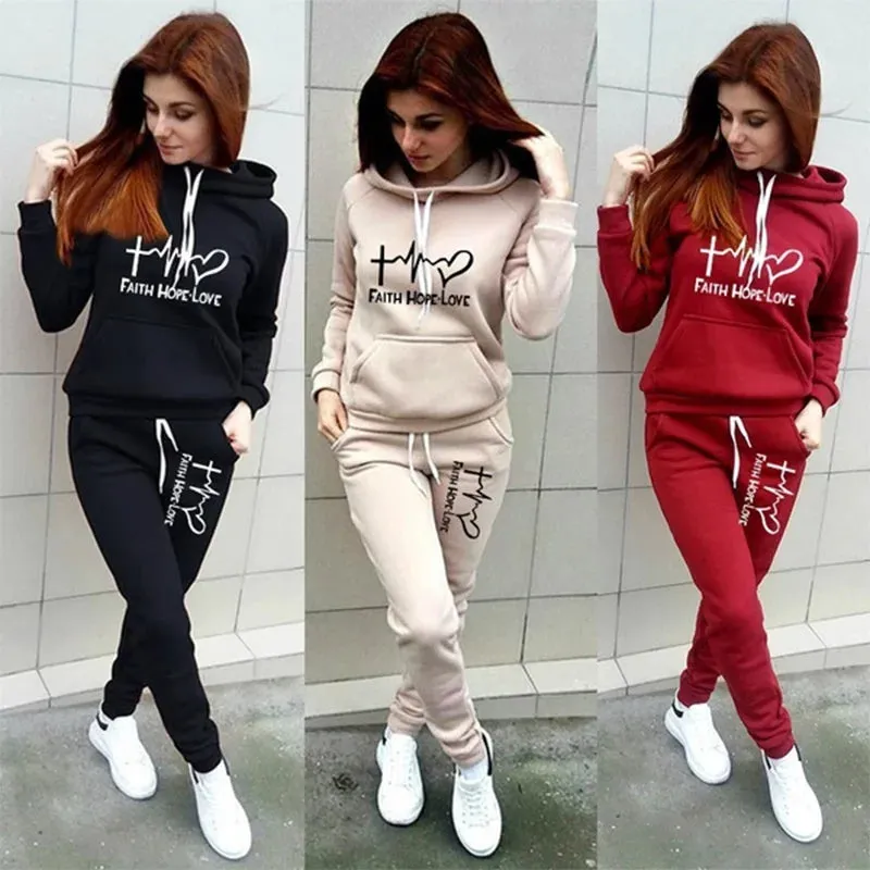 FAITH HOPE LOVE Women‘s Hoodie Pant Sets