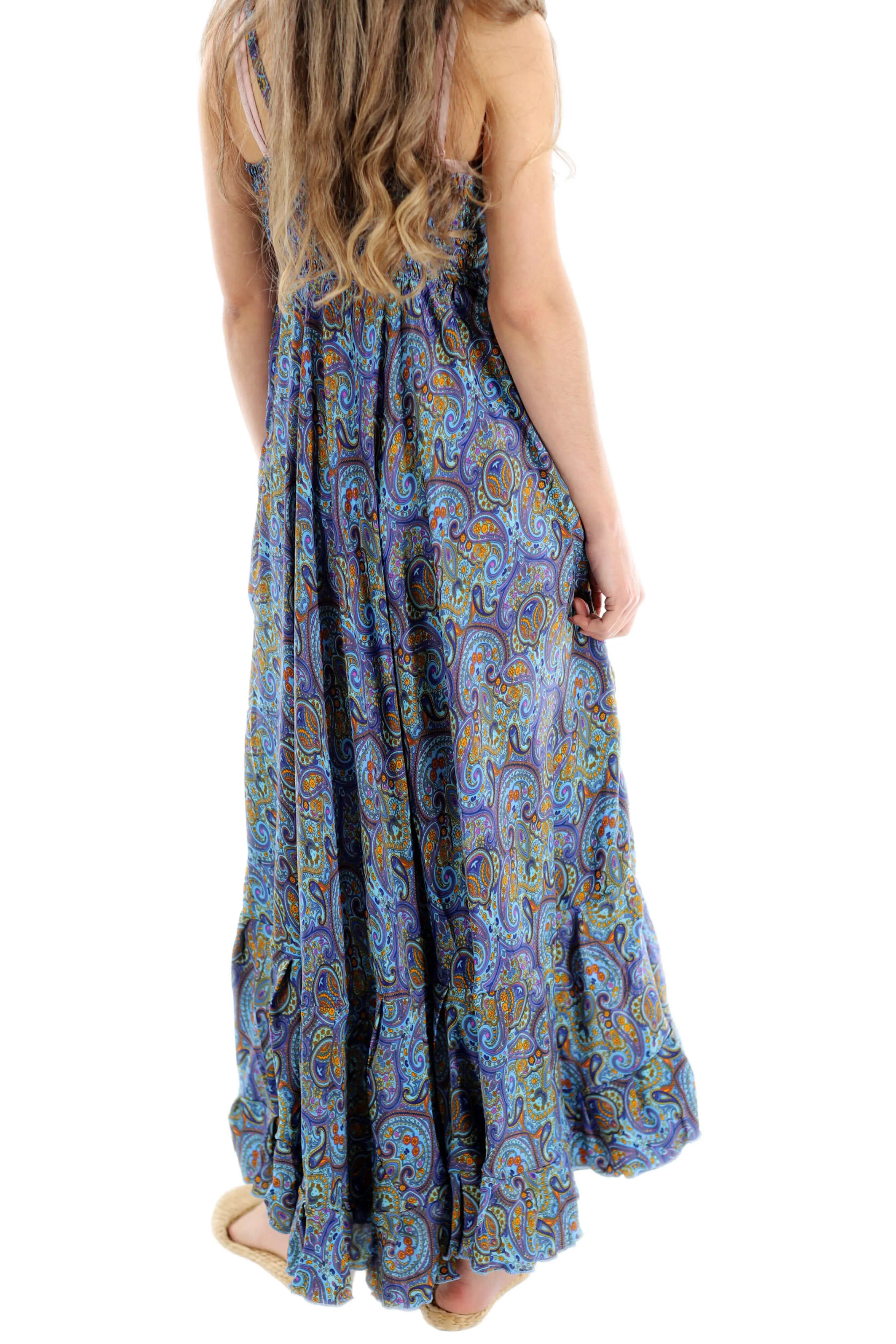 Flowy Long "Laura" 2024 Ver. V Neck Line Dress in Blue