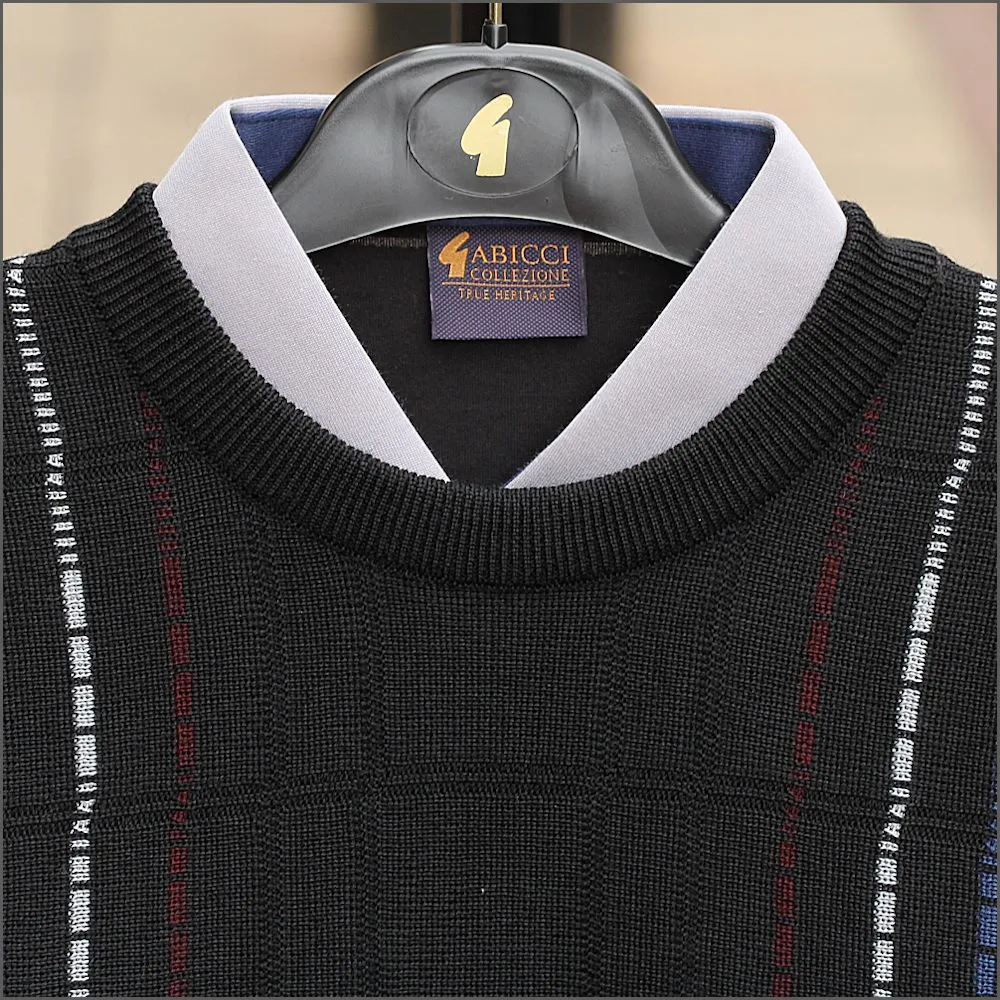 Gabicci M09 Black Patterned Crew Neck^