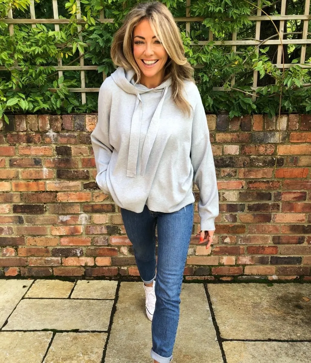 Grey Knitted Hooded Jumper