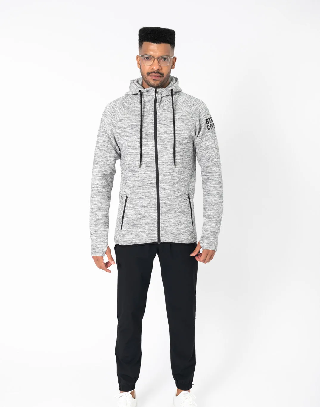 Gym Coffee Fleck Hoodie (Mens) - Grey