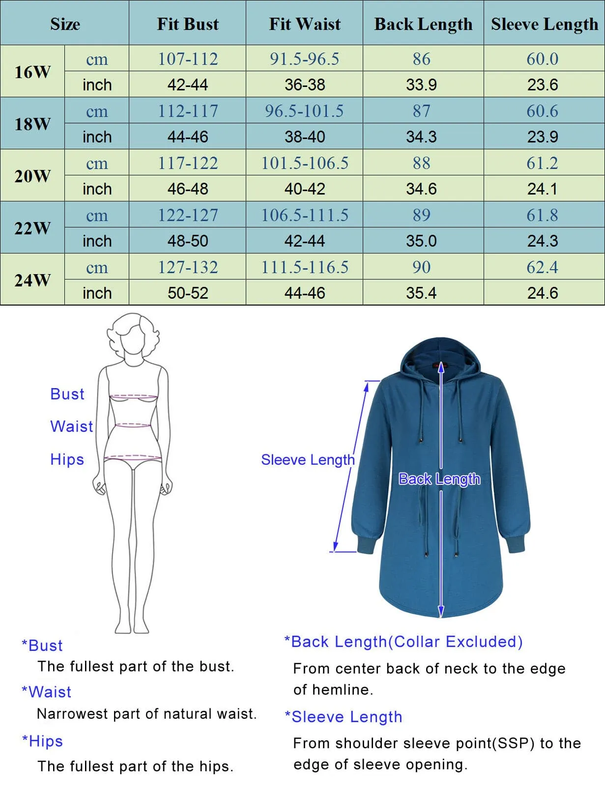 HN Drawstring Waist Coat Long Sleeve Zip-up Hooded Coat