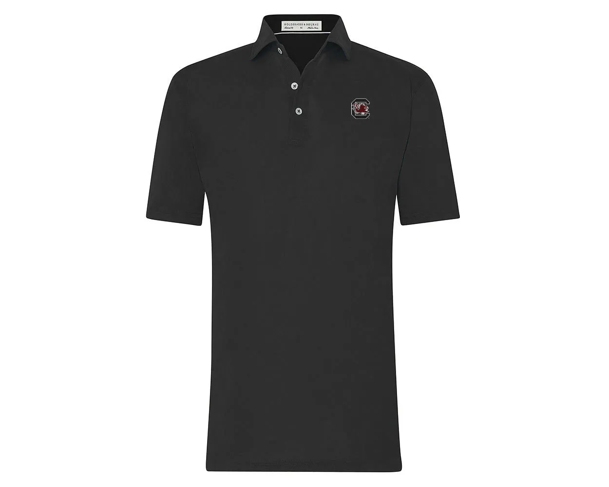 Holderness and Bourne Gamecock Polo: Black with Block C