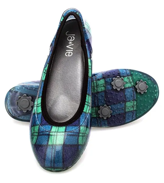 ja-vie blue/green plaid jelly flats shoes