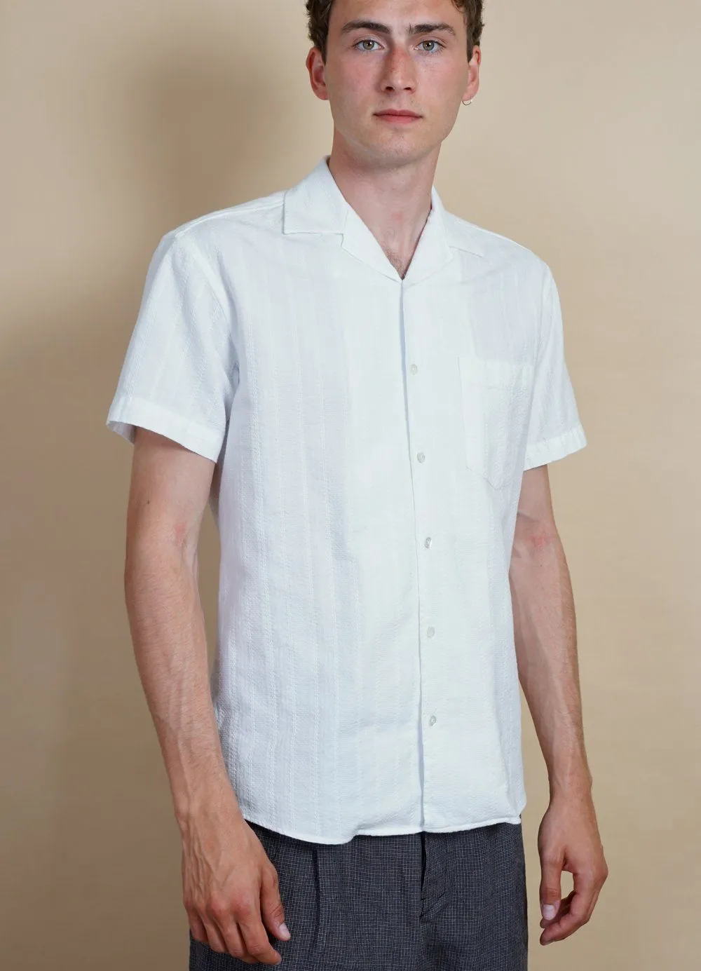 JONNY | Short Sleeve Shirt | White Dobby