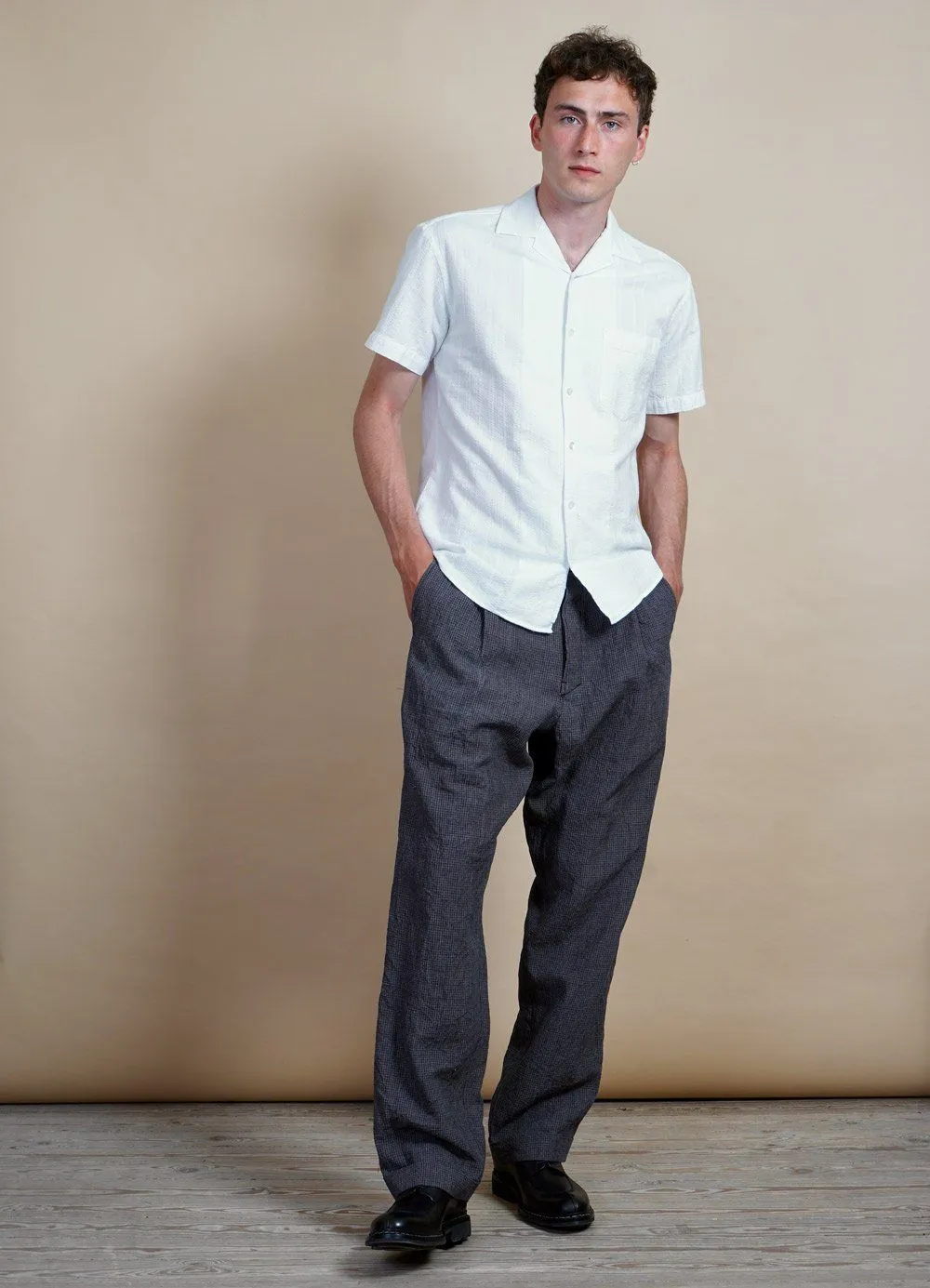 JONNY | Short Sleeve Shirt | White Dobby