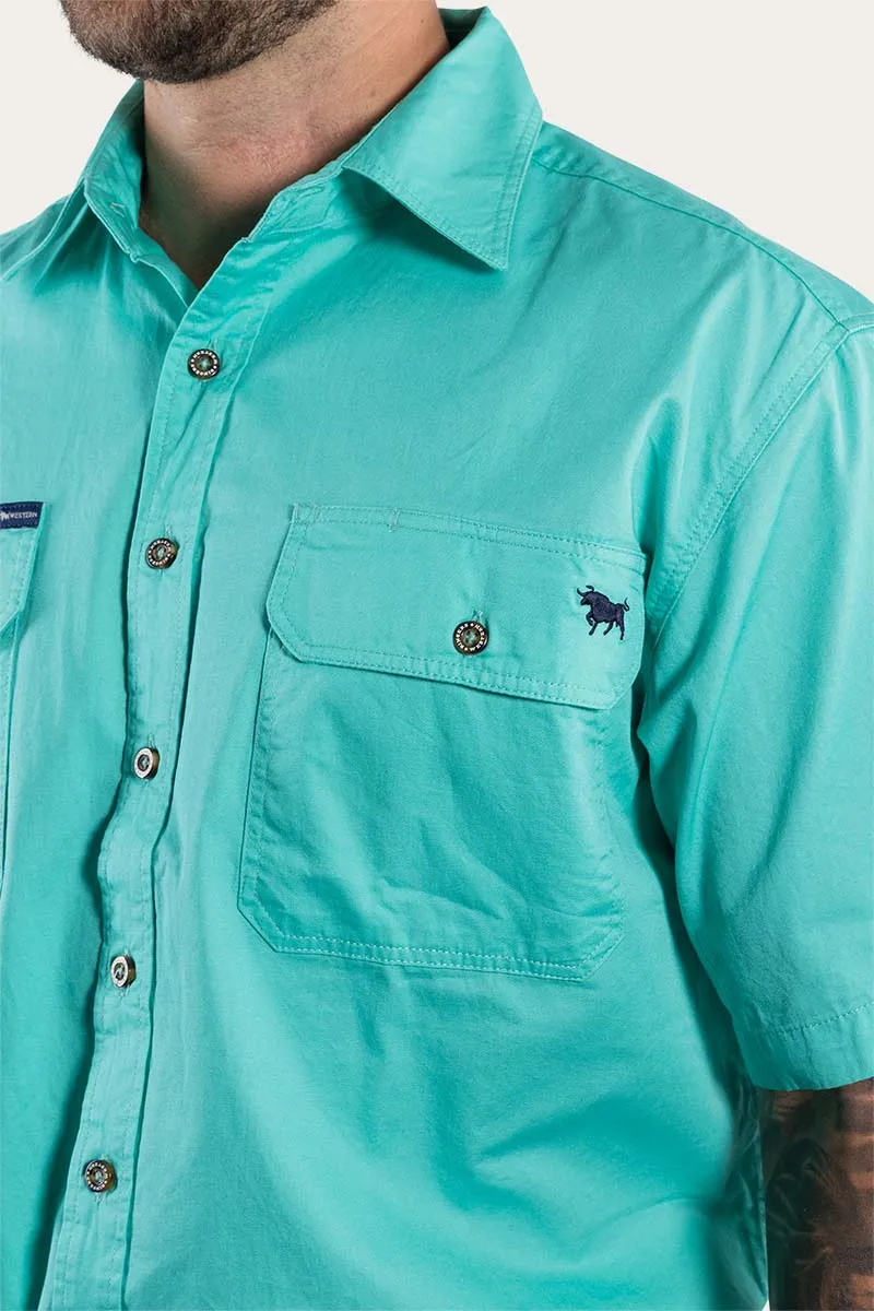 Lake Argyle Mens Short Sleeve Full Button Work Shirt - Mint