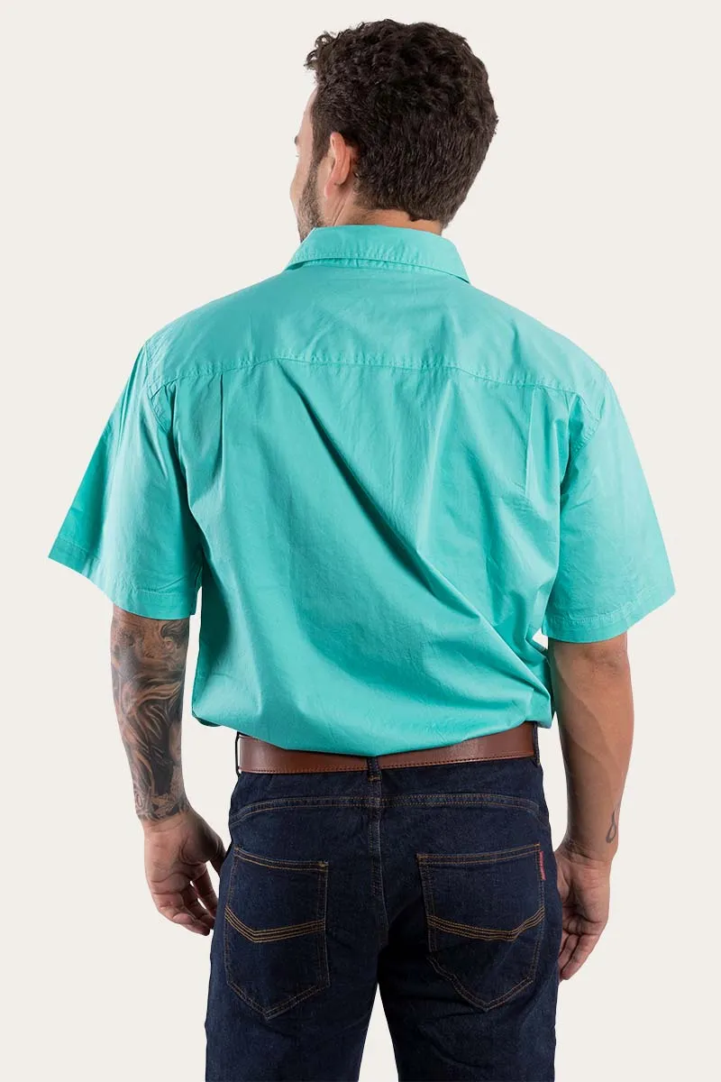 Lake Argyle Mens Short Sleeve Full Button Work Shirt - Mint