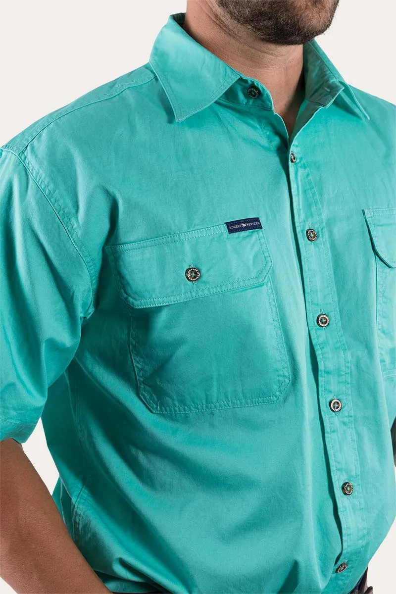 Lake Argyle Mens Short Sleeve Full Button Work Shirt - Mint