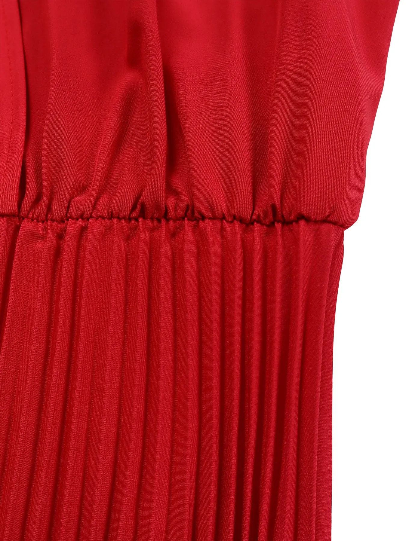 Lapel Pleated Solid Color Maxi Dress