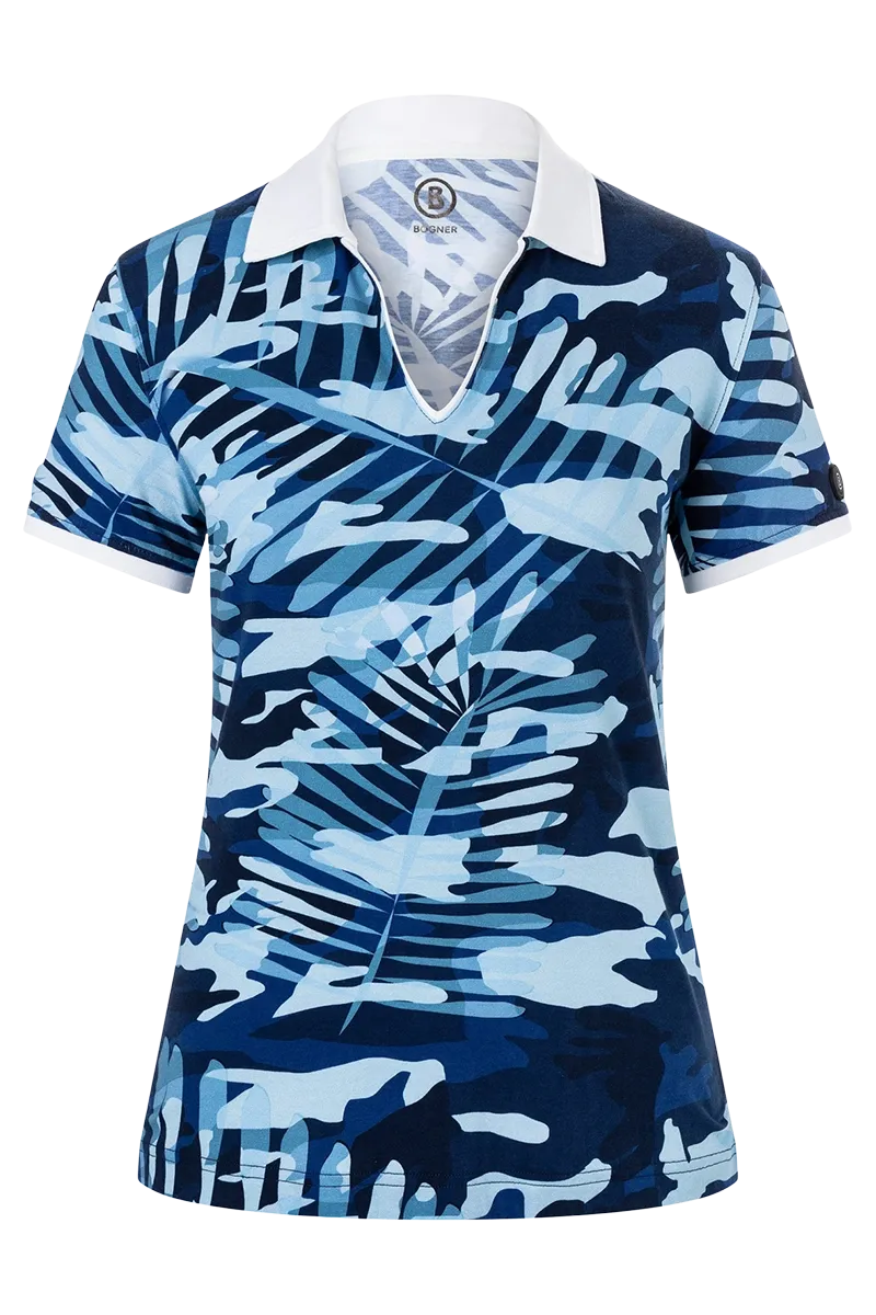 Lumi 2 Palm Print Golf Shirt - Sport Blue