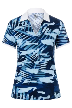 Lumi 2 Palm Print Golf Shirt - Sport Blue