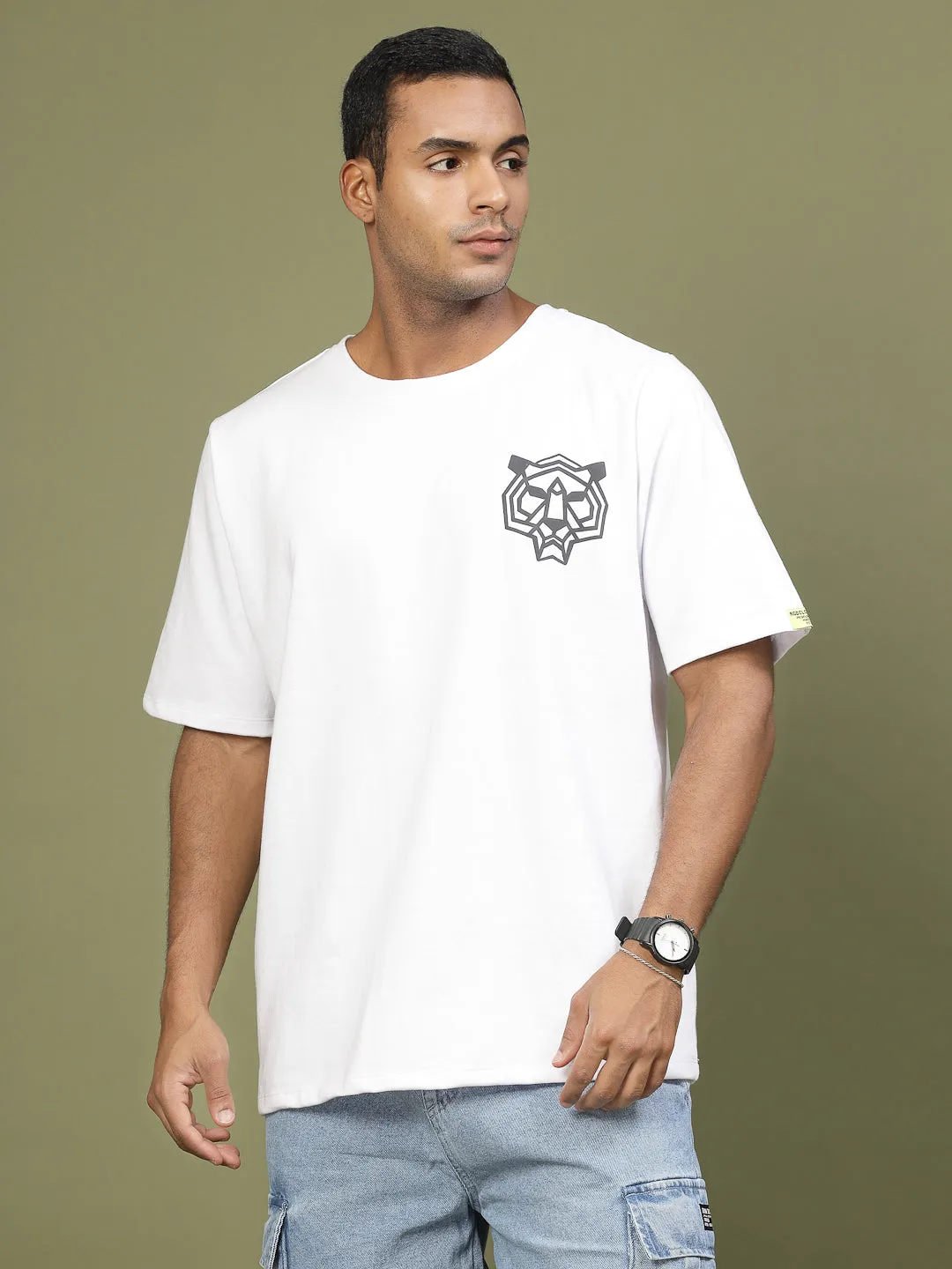 Majestic Tiger Puff Print Oversized T-Shirt