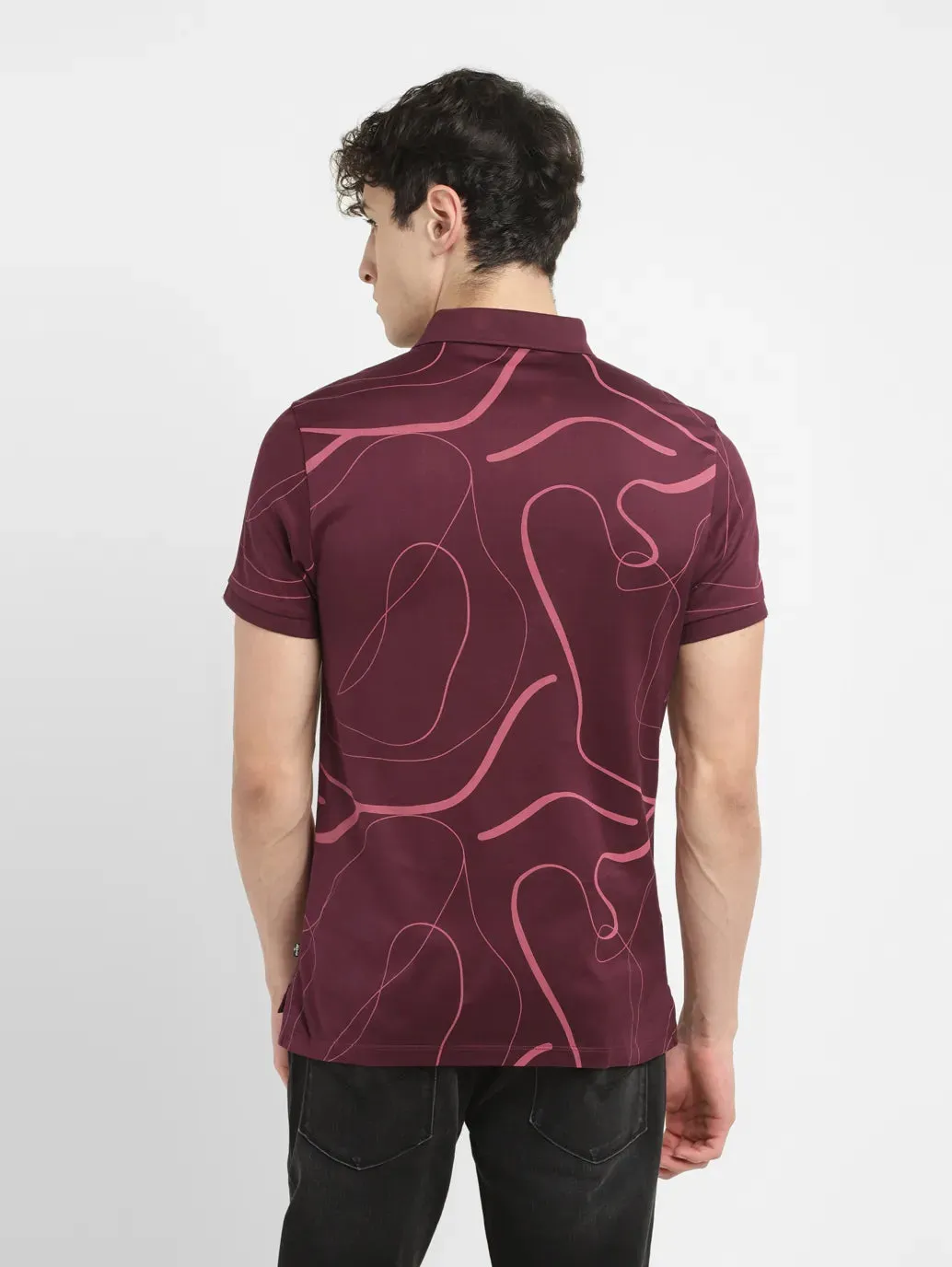 Men's Abstract Slim Fit Polo T-shirt