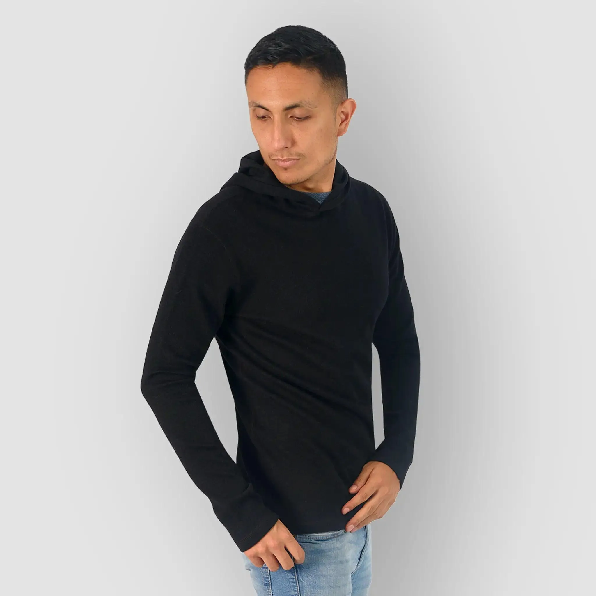 Men's Alpaca Wool Pullover Hoodie: 300 Lightweight