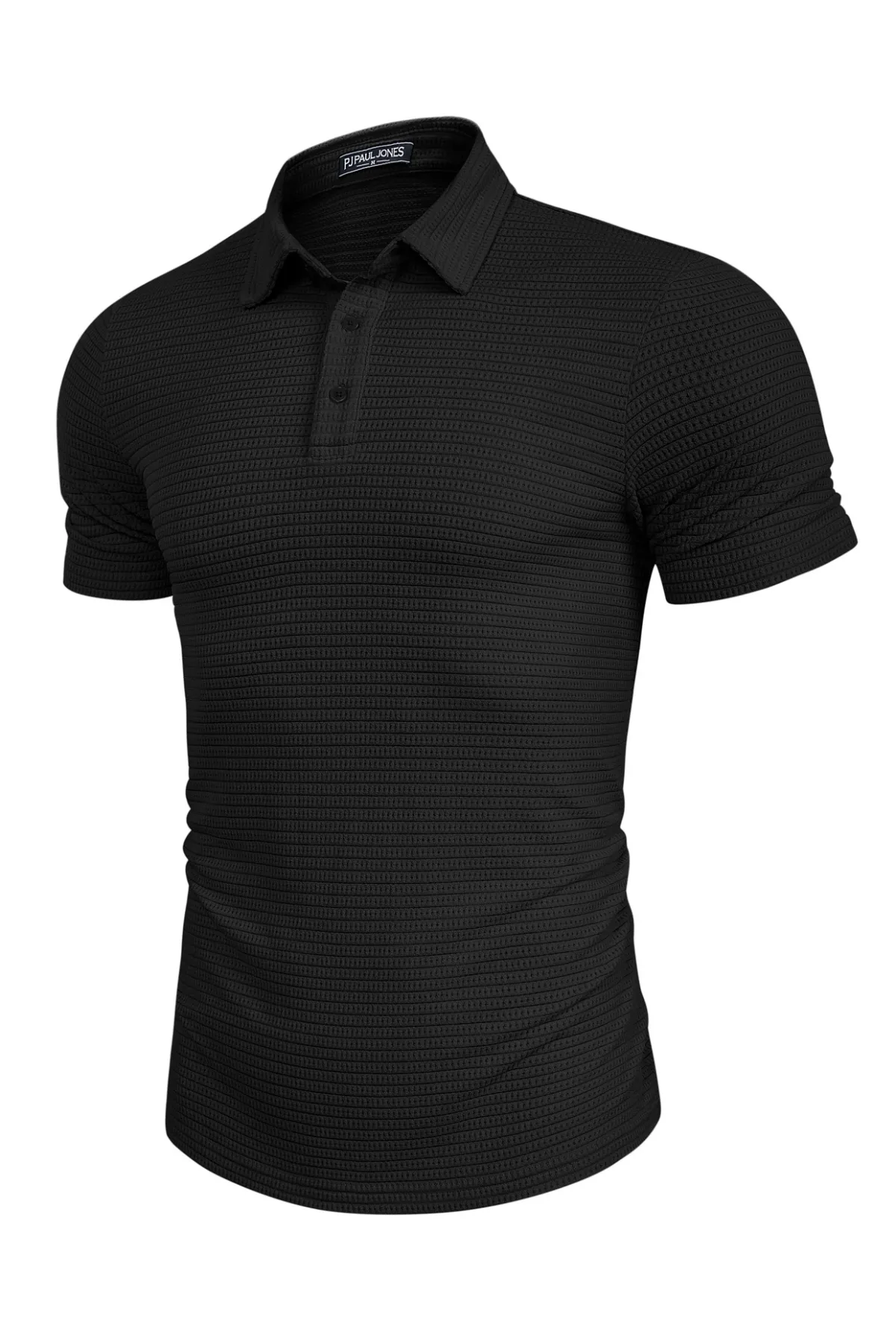 Men's Knit Polo Shirts Short Sleeve Casual Button Up Shirts Solid Collared Golf Shirts Tops