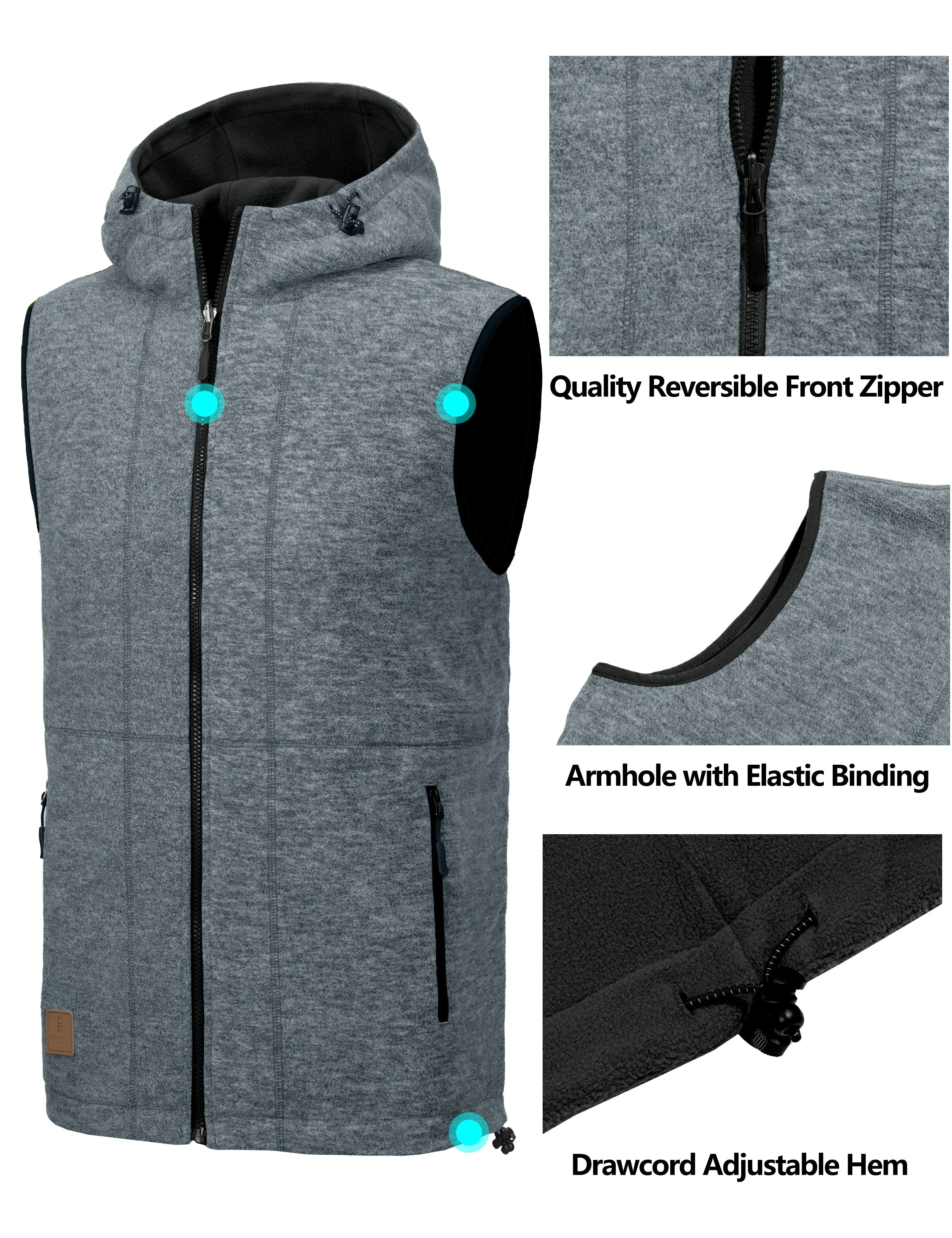 Men's Lightweight Reversible Fleece Hood Vest