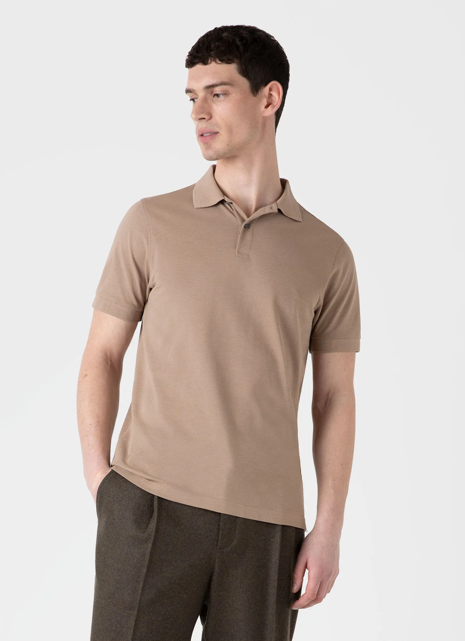 Men's Piqué Polo Shirt in Sandstone