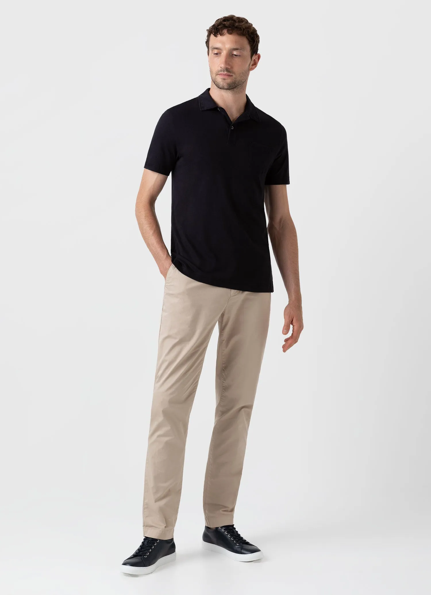 Men's Sea Island Cotton Riviera Polo Shirt in Black