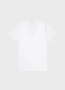 Men's Superfine Cotton V-neck Underwear T-shirt in White