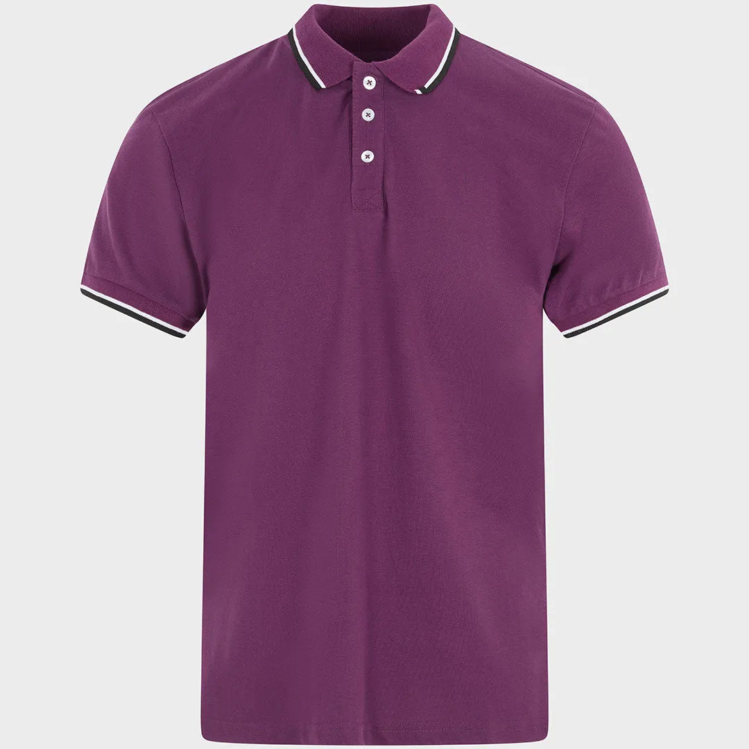 Men`s Tipped Collar Polo Plum