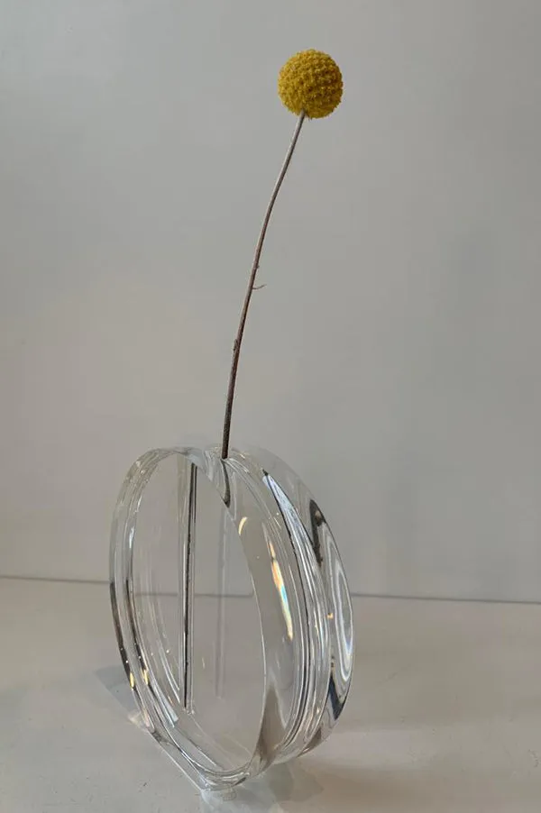 Mid Century Modern Round Lucite Bud Vase