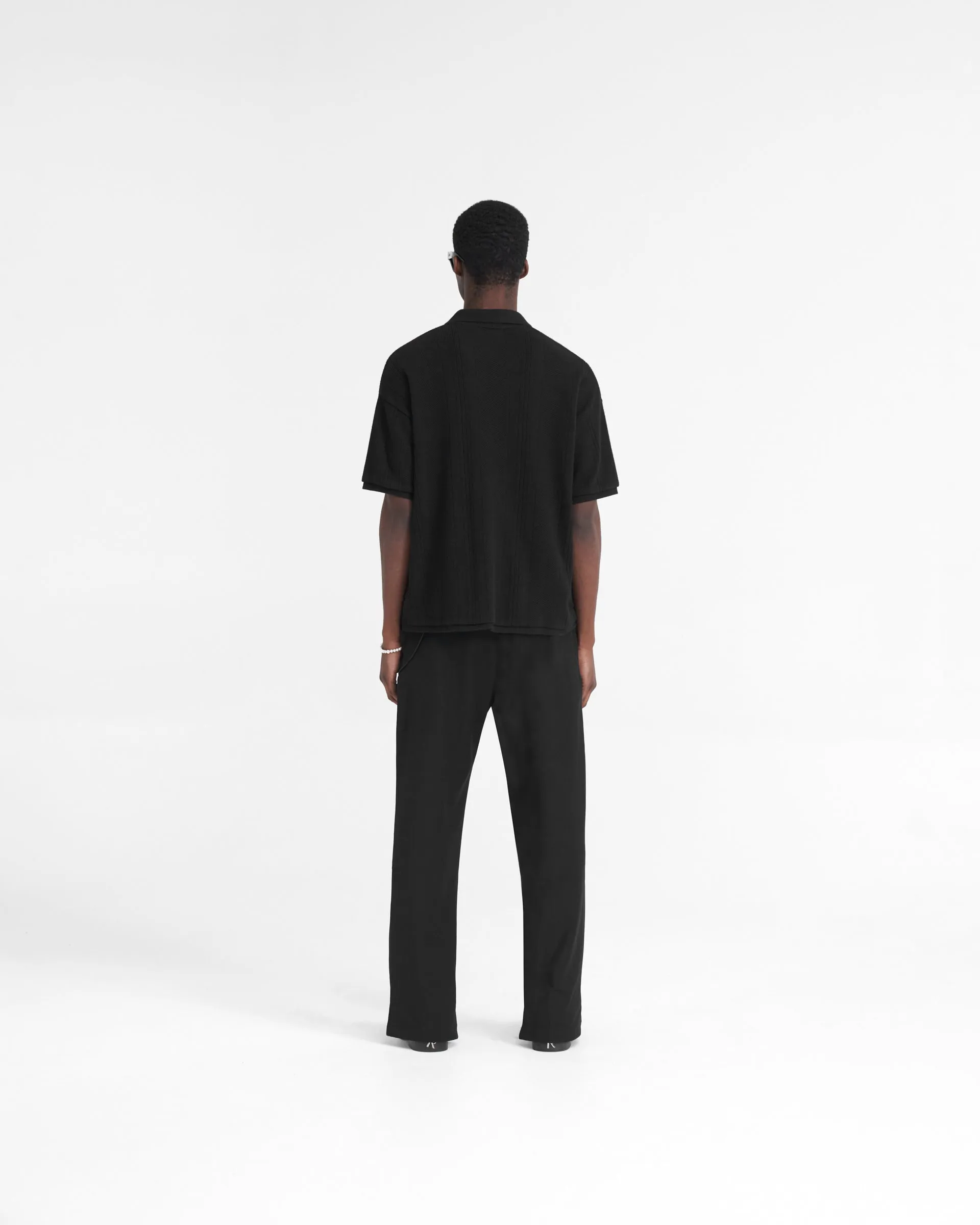 Open Stitch Polo - Black