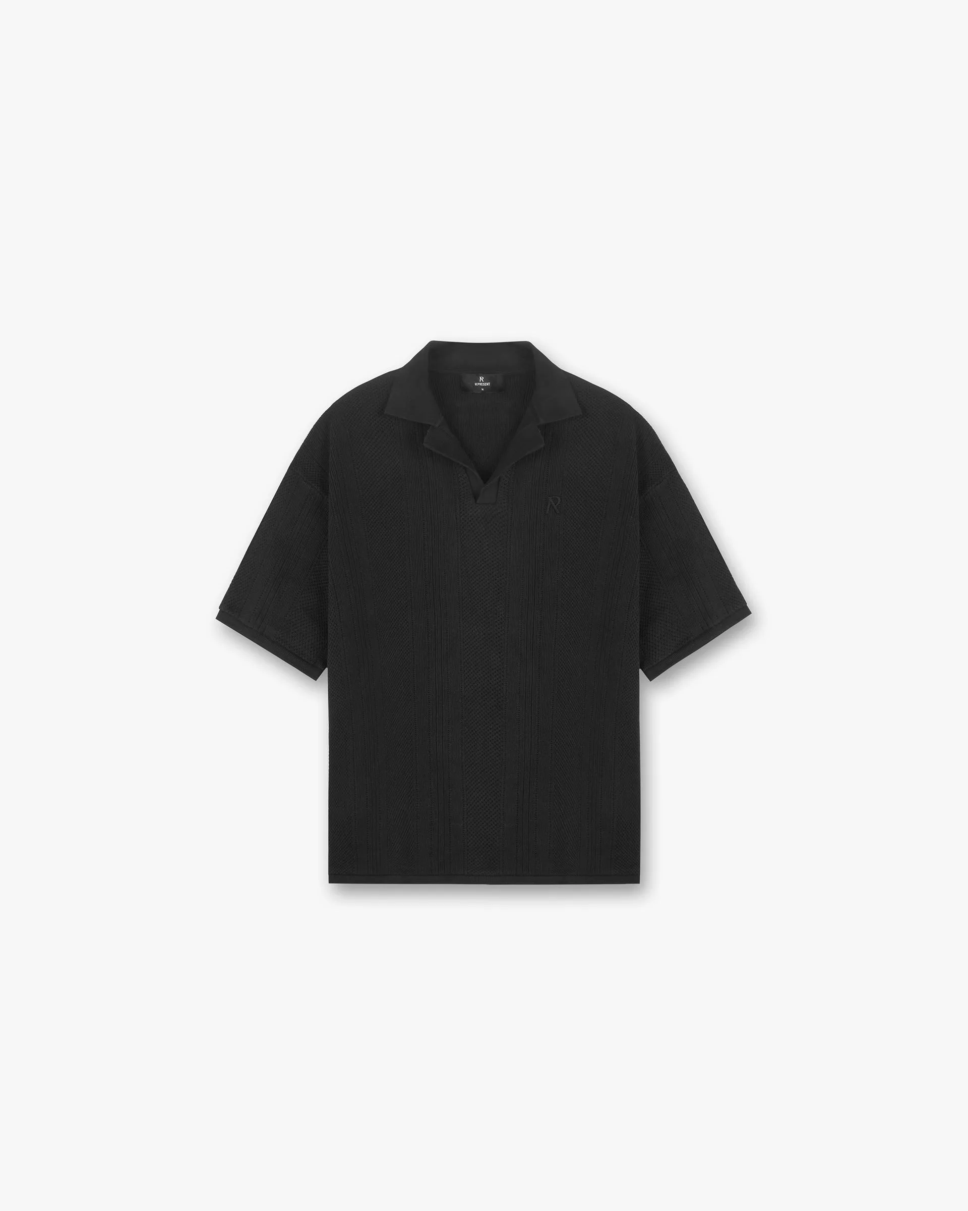 Open Stitch Polo - Black