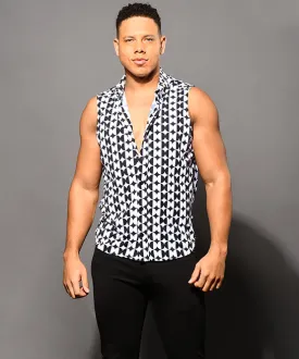 Optical Sleeveless Muscle Shirt