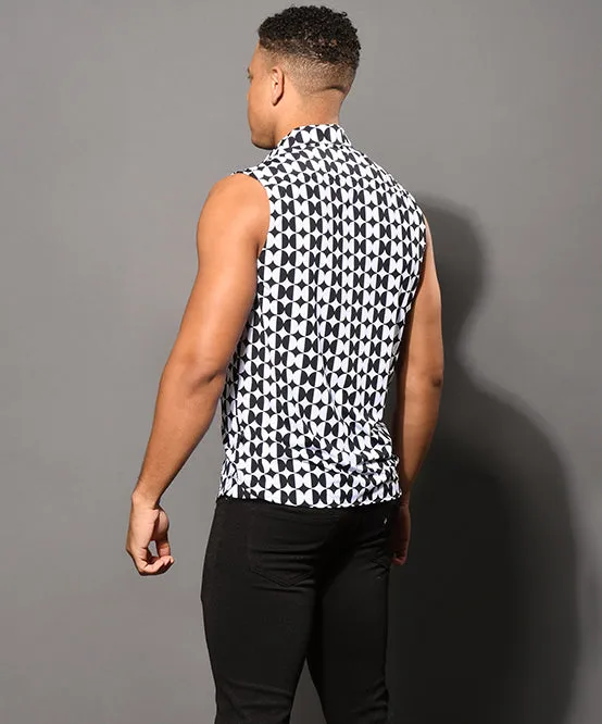 Optical Sleeveless Muscle Shirt