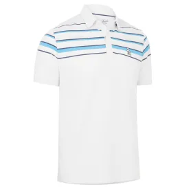 Original Penguin Mens Slub Color Block Striped Stretch Golf Polo Shirt - BRIGHT WHITE