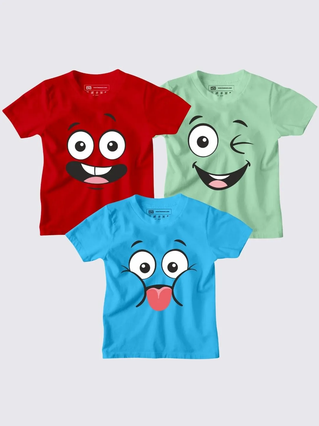 Pack of 3 Smile faces Kids T-Shirt Combo