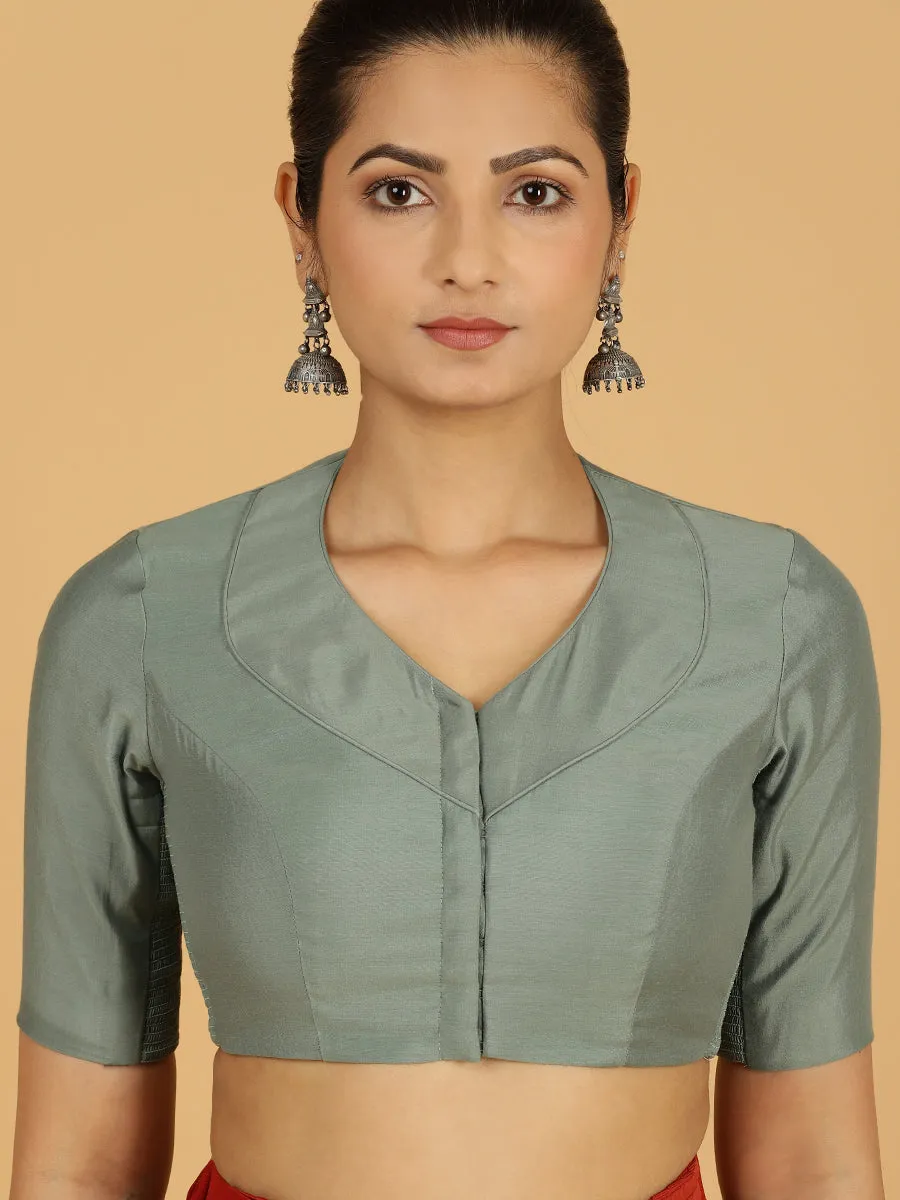 Pallavi x Rozaana | Elbow Sleeves Saree Blouse in Mint Green