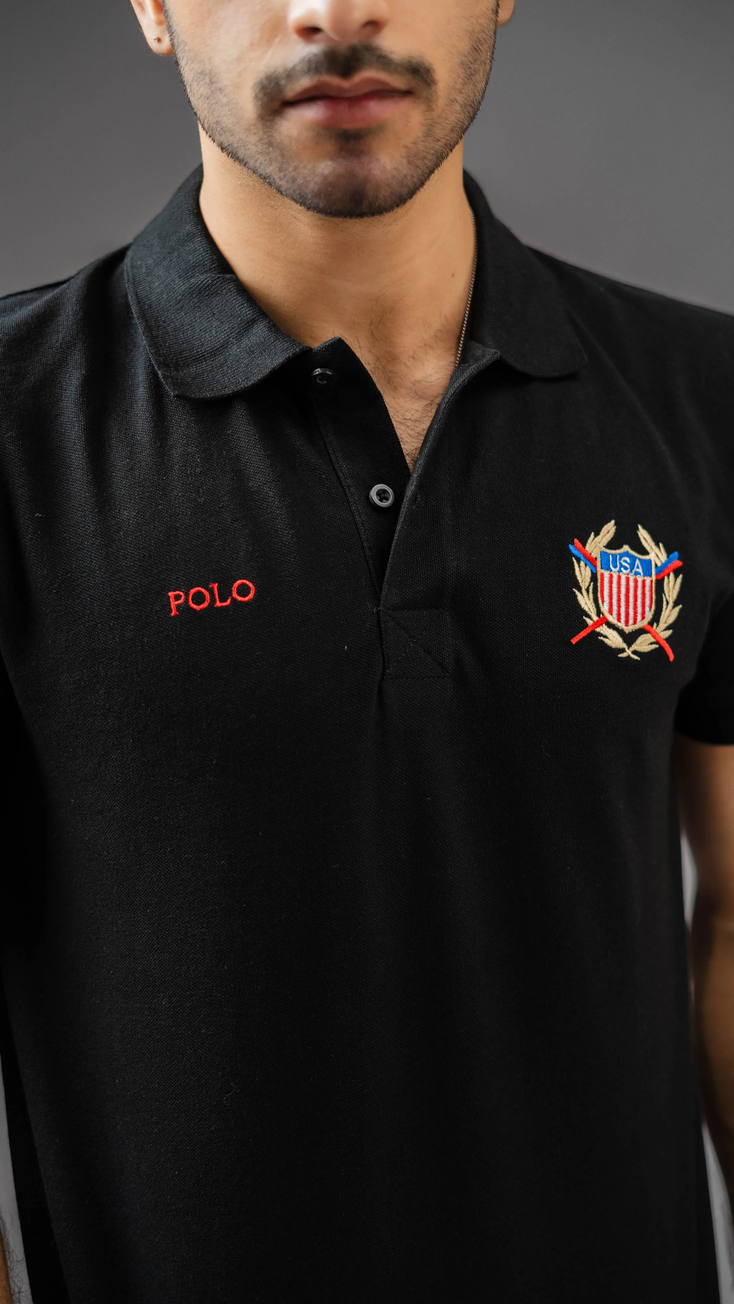 Polo Republica Men's USA & Polo Embroidered Short Sleeve Polo Shirt