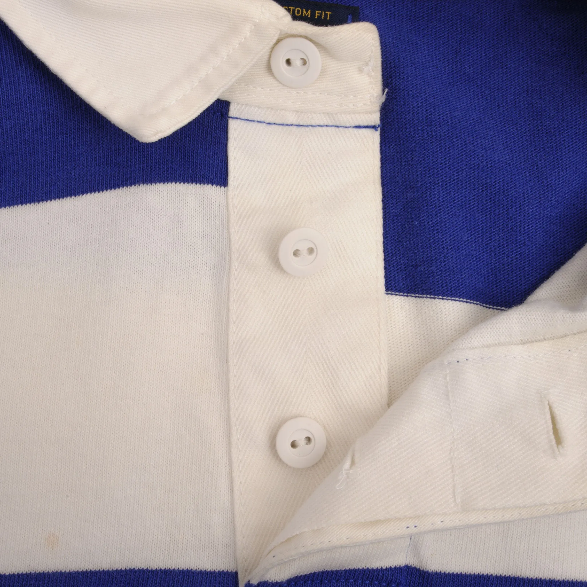 RALPH LAUREN BLUE & WHITE STRIPED RUGBY POLO SHIRT SIZE LARGE