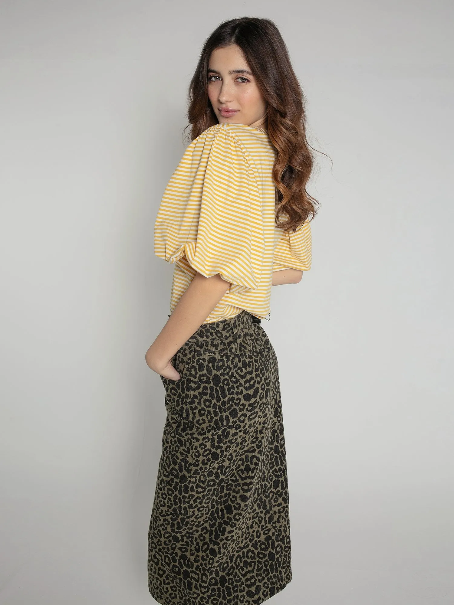 Rhea Top in Yellow and White Stripe