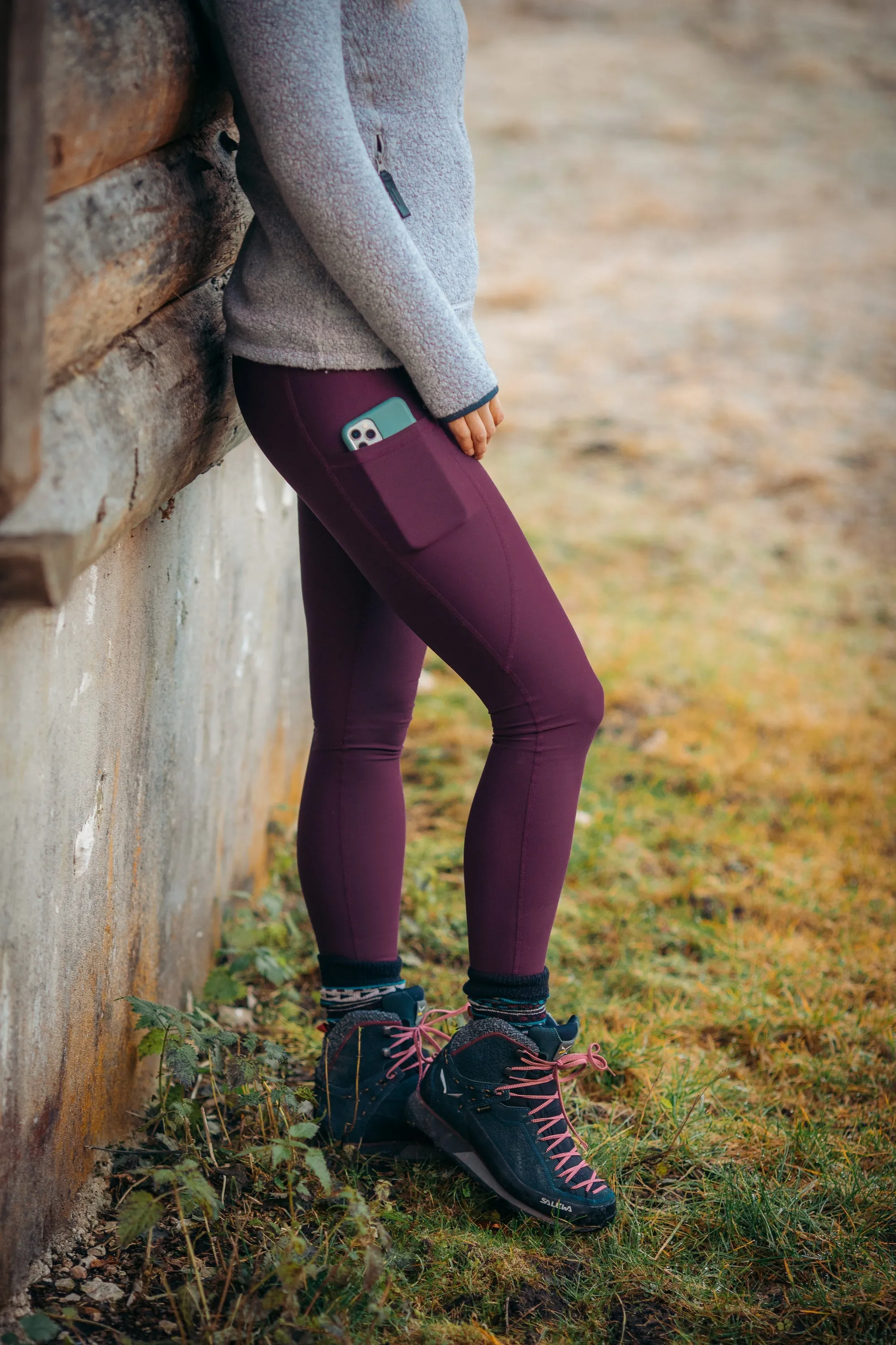 Rise Thermo Pocket Leggings Dark Plum - Tall ( 7cm)