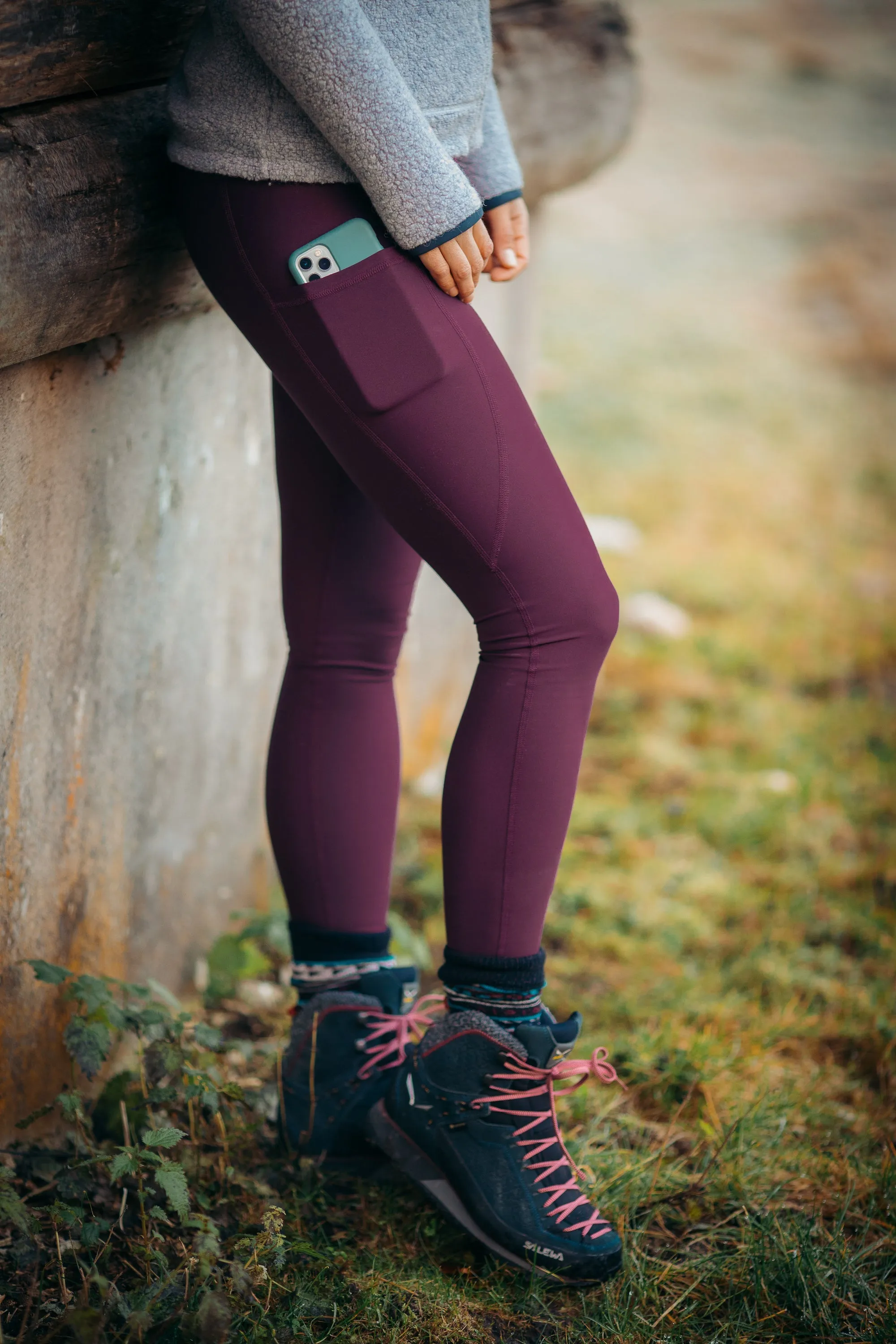 Rise Thermo Pocket Leggings Dark Plum - Tall ( 7cm)