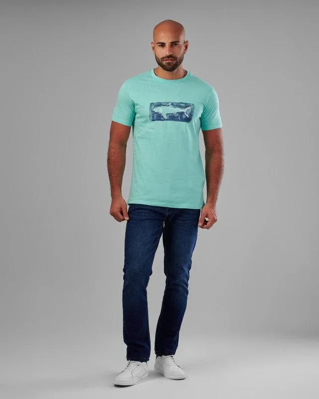 ROUND NECK PRINTED T-SHIRT - AQUA