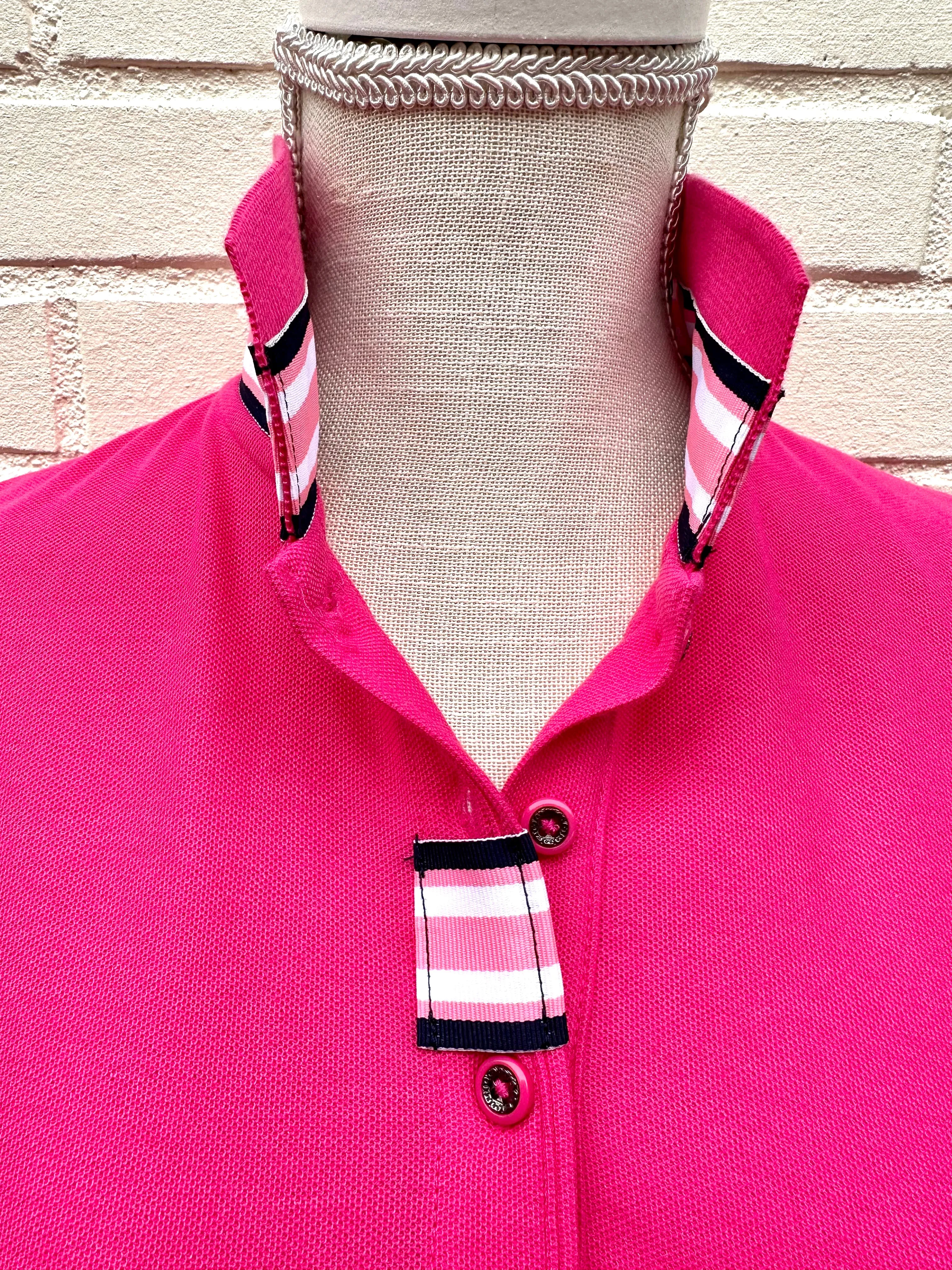 SALE - Madonna Pink Polo w Pink/Navy Grosgrain  (POLO2) *FINAL SALE*