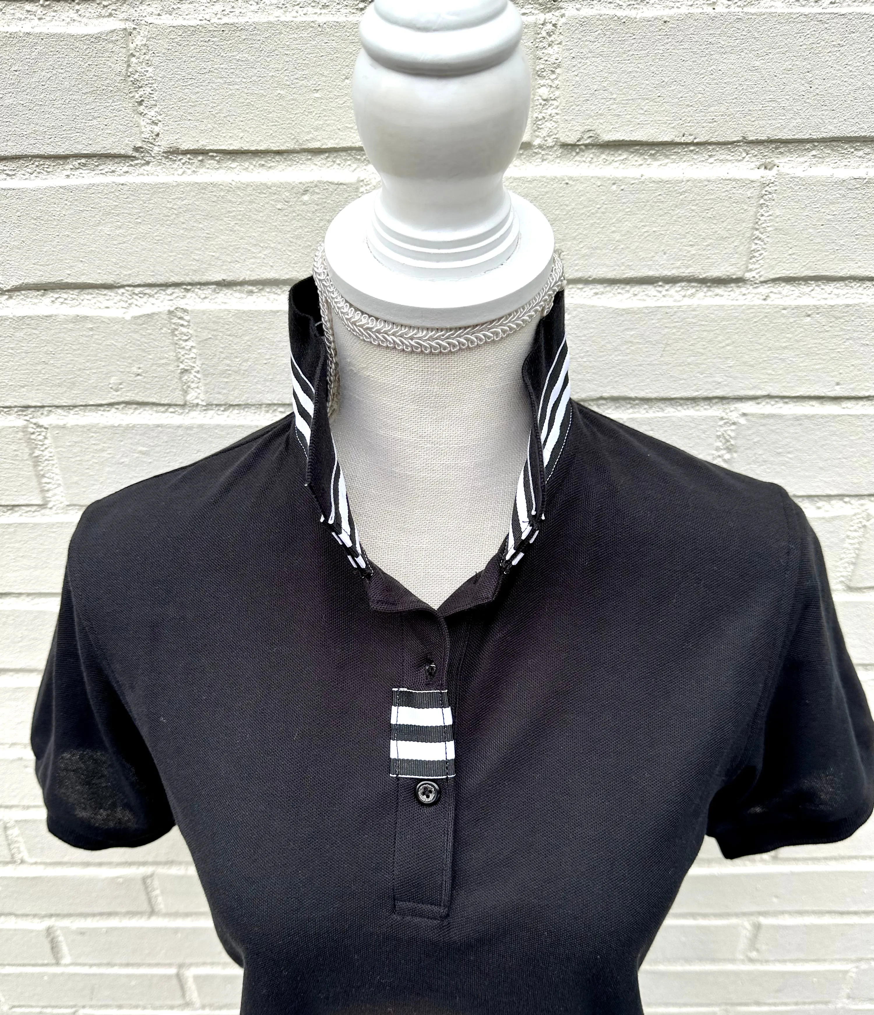 SALE - XS, S & M ONLY - Madonna Polo w Black/White Grosgrain  (POLO1) *FINAL SALE*