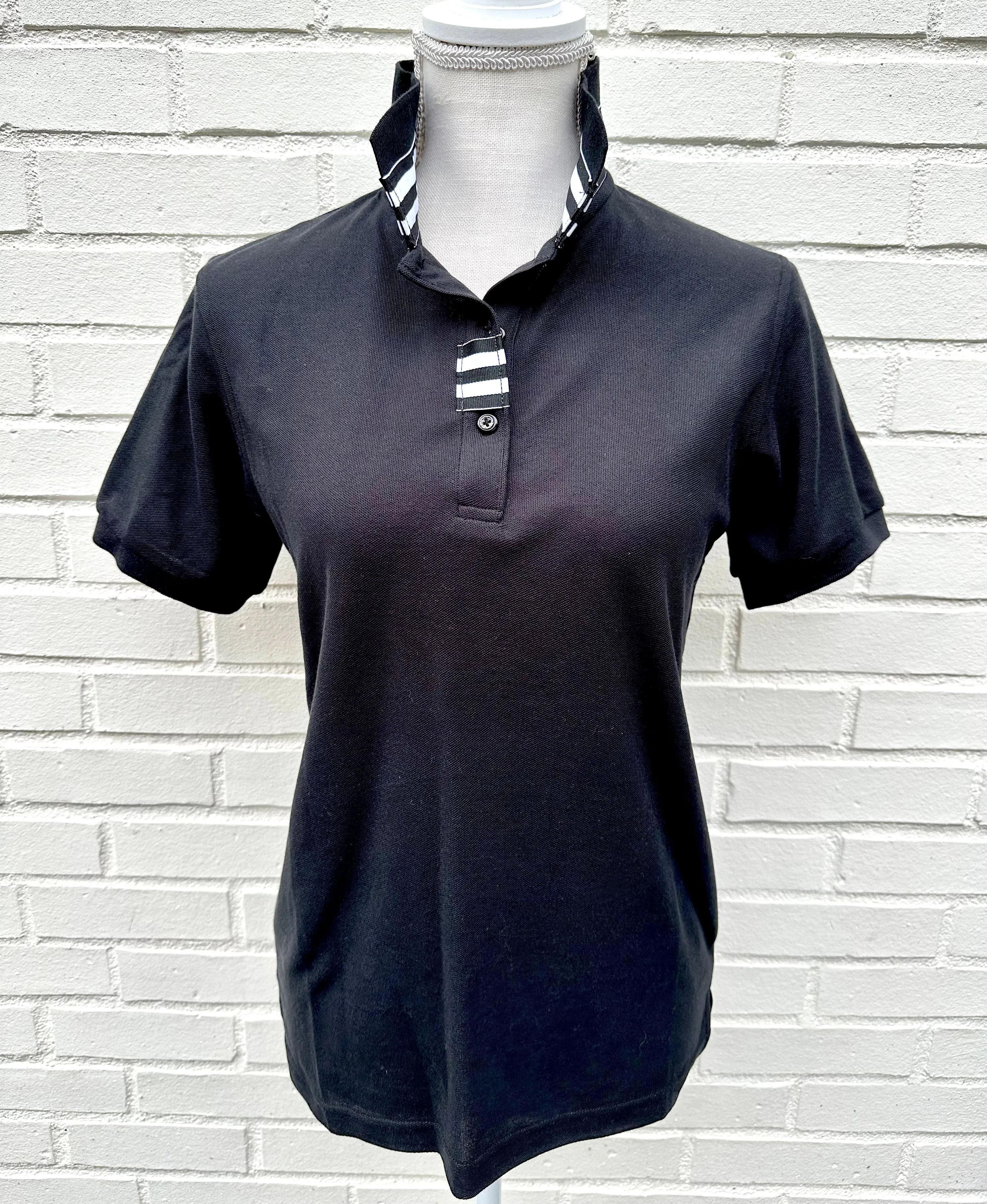 SALE - XS, S & M ONLY - Madonna Polo w Black/White Grosgrain  (POLO1) *FINAL SALE*