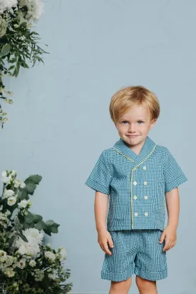 SAMUEL BOYS’ COTTON PYJAMA SET GREEN CHECKS