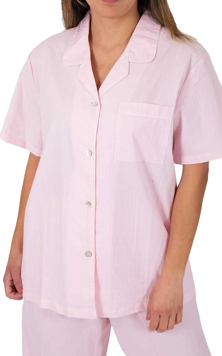 Schrank 100% Cotton Pyjama with Short Sleeve and Long Pant in Pink SK223