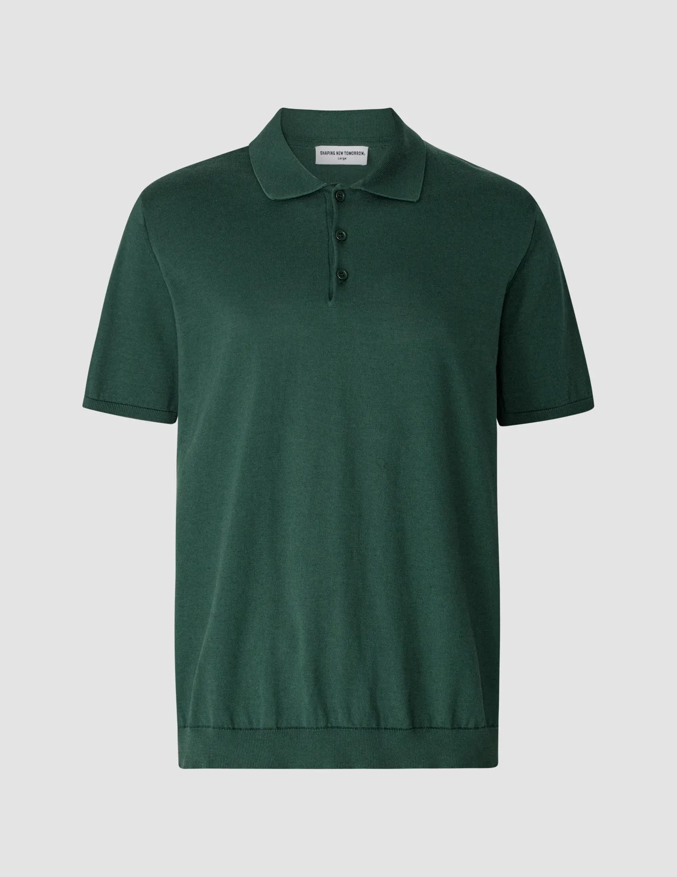 Silk / Cotton Short Sleeve Polo Forest Green