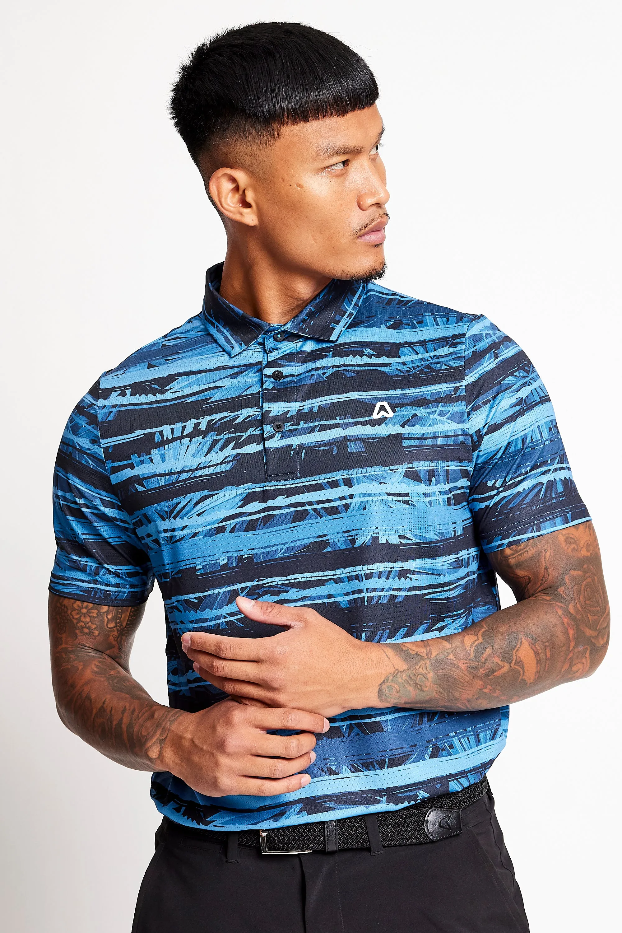 Slim Fit Printed Polo - Ace Navy