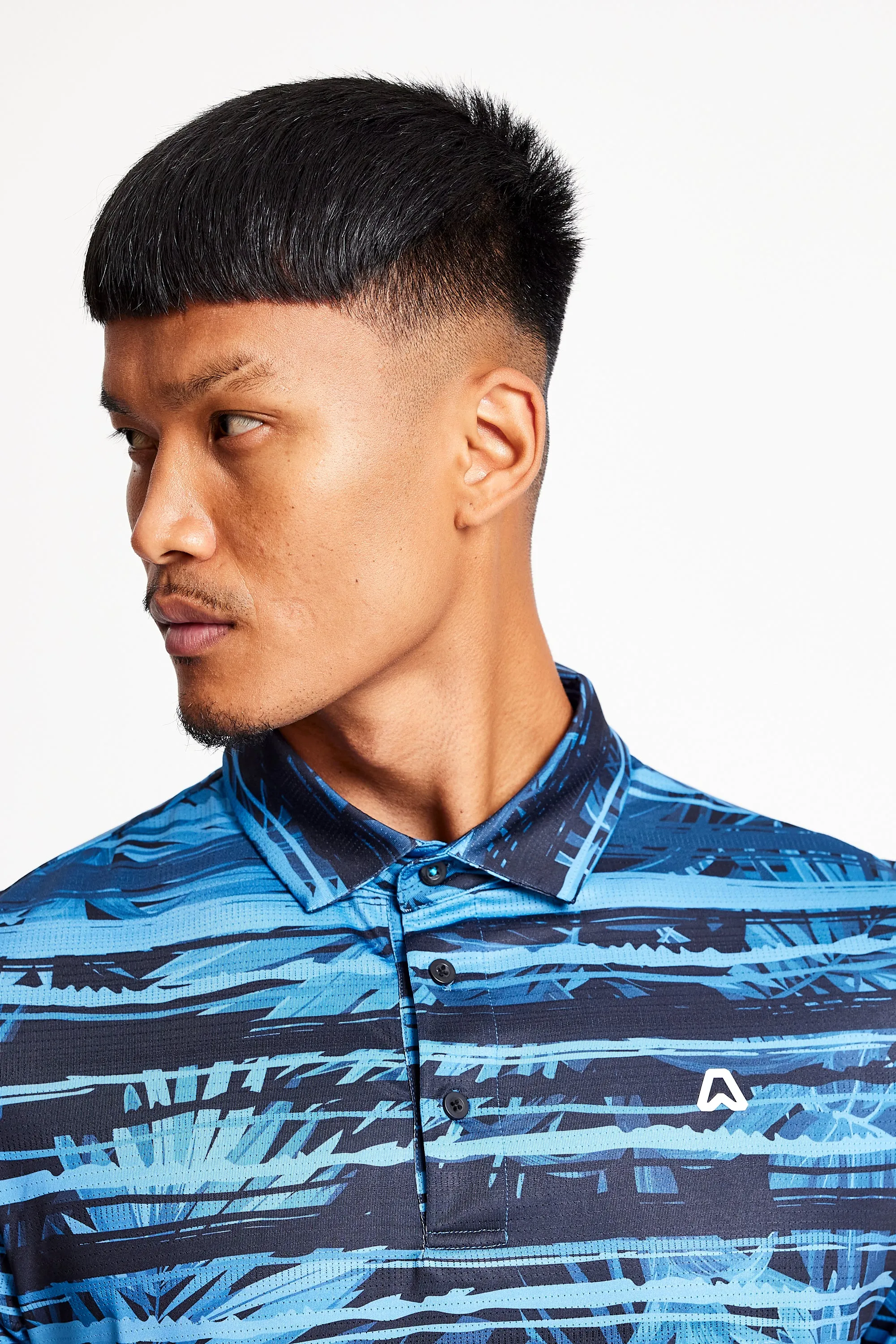 Slim Fit Printed Polo - Ace Navy