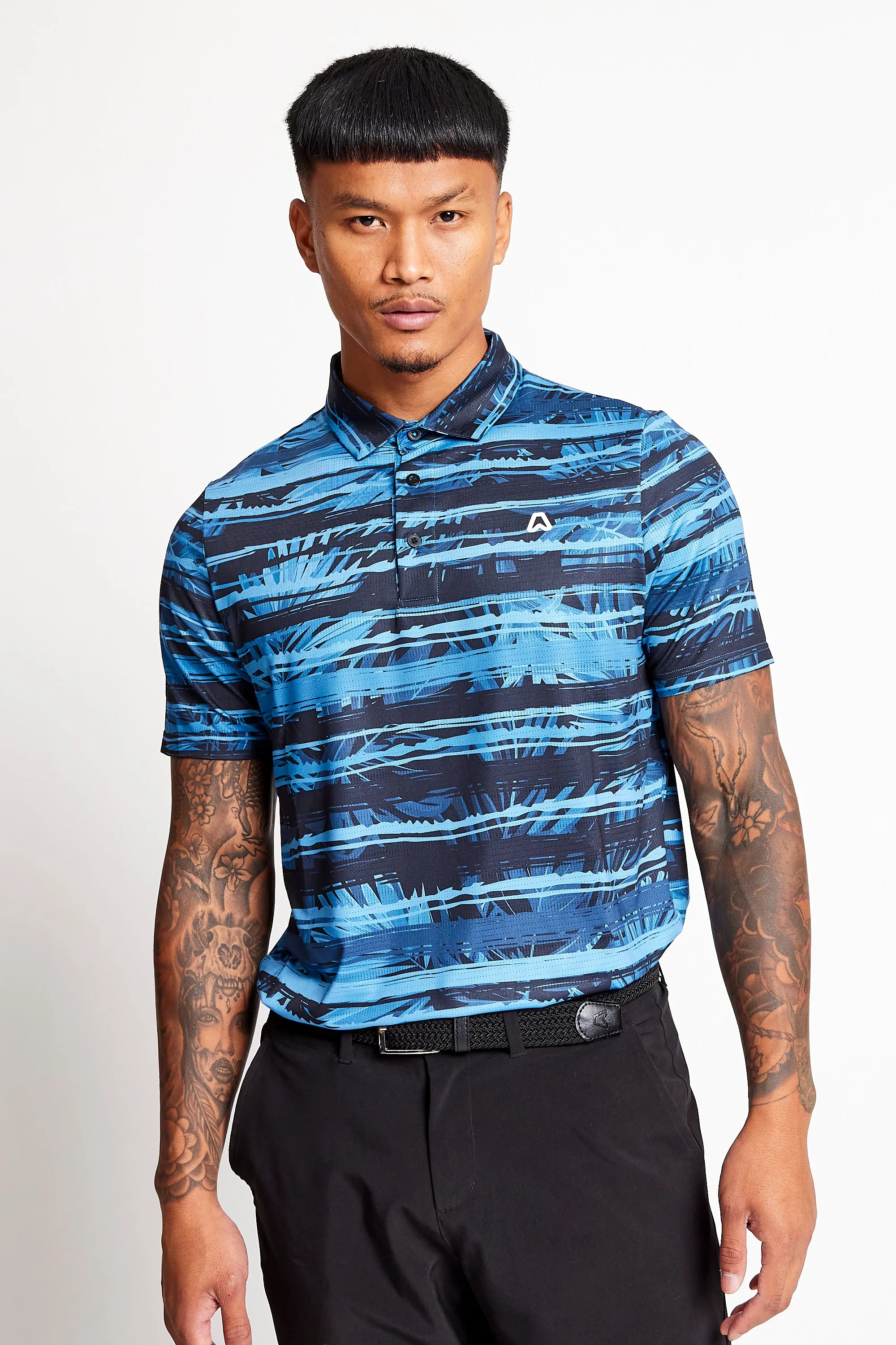 Slim Fit Printed Polo - Ace Navy