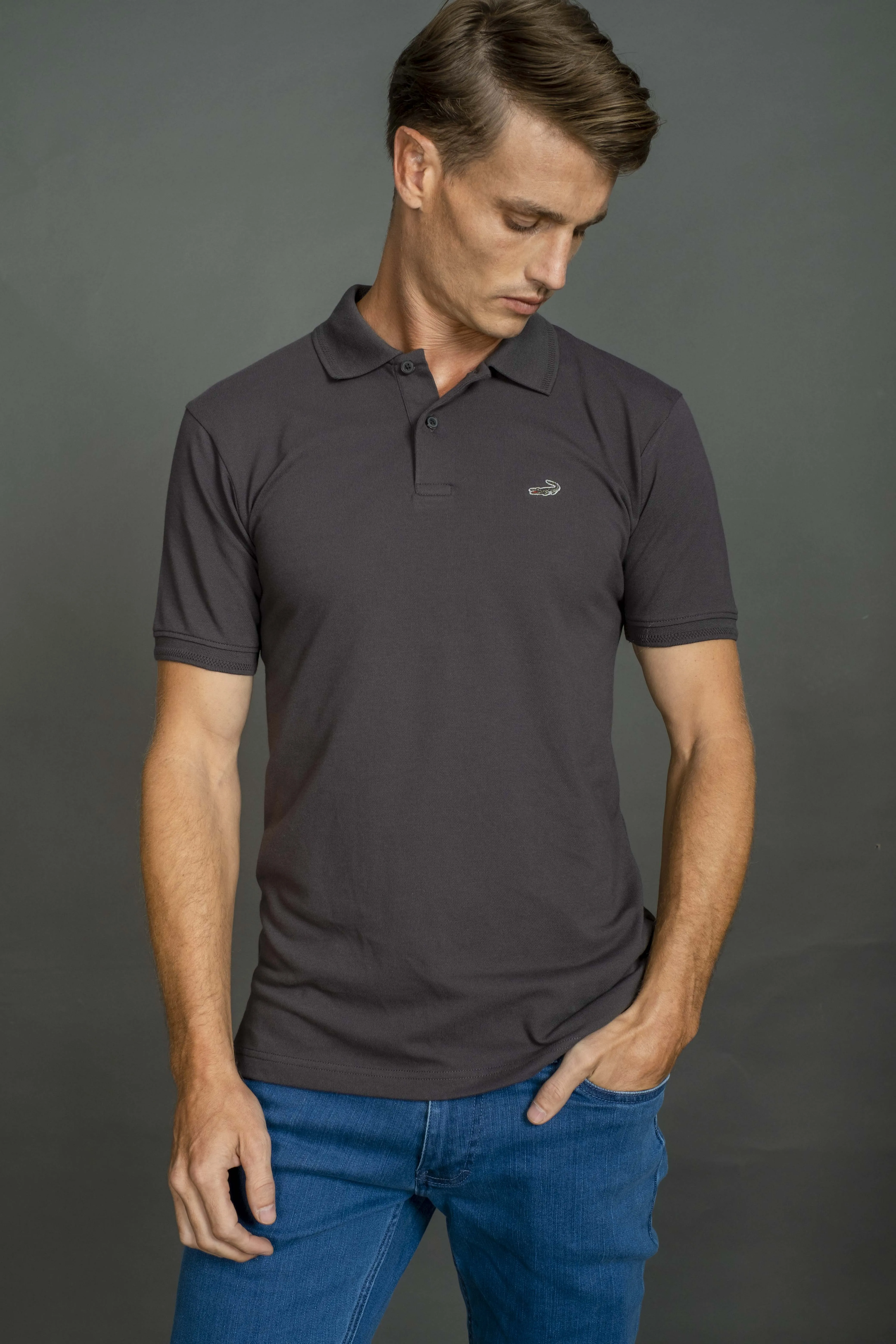 Supima Polo-Charcoal-Slim Fit